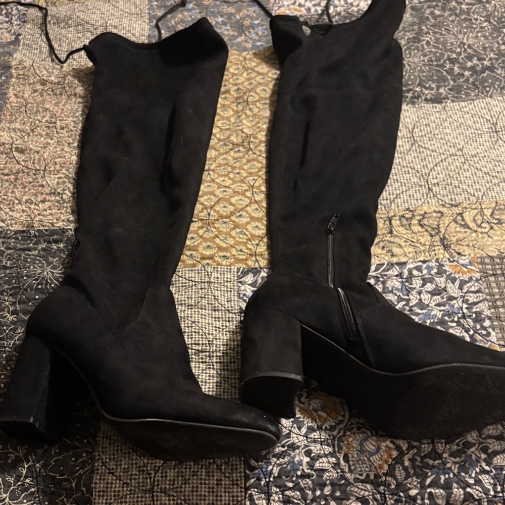 Kelly & Katie Black Over the Knee Boots
